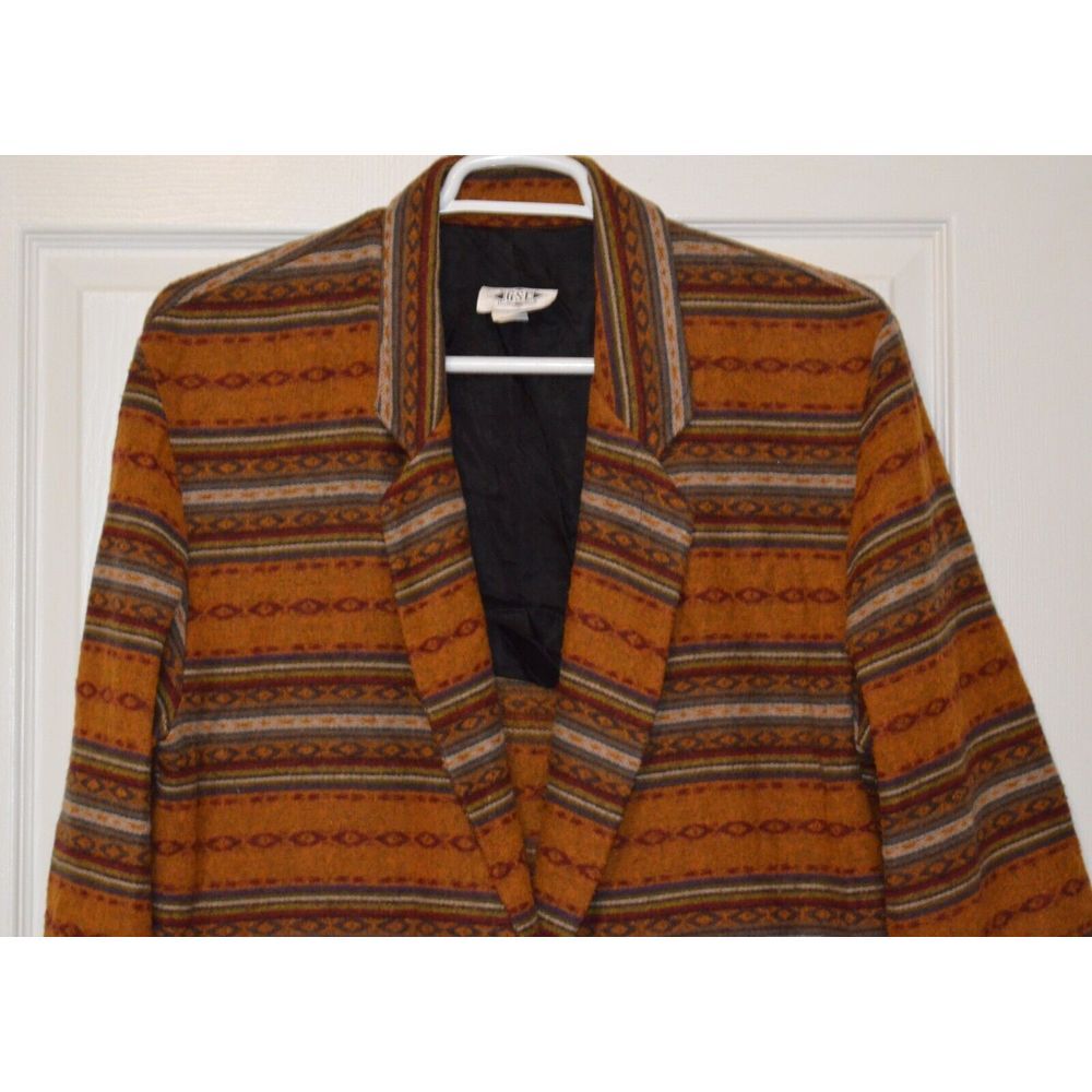 GSL‎ Vintage Blazer Women's M Southwestern Aztec Wool Blend USA - Picture 4 of 16